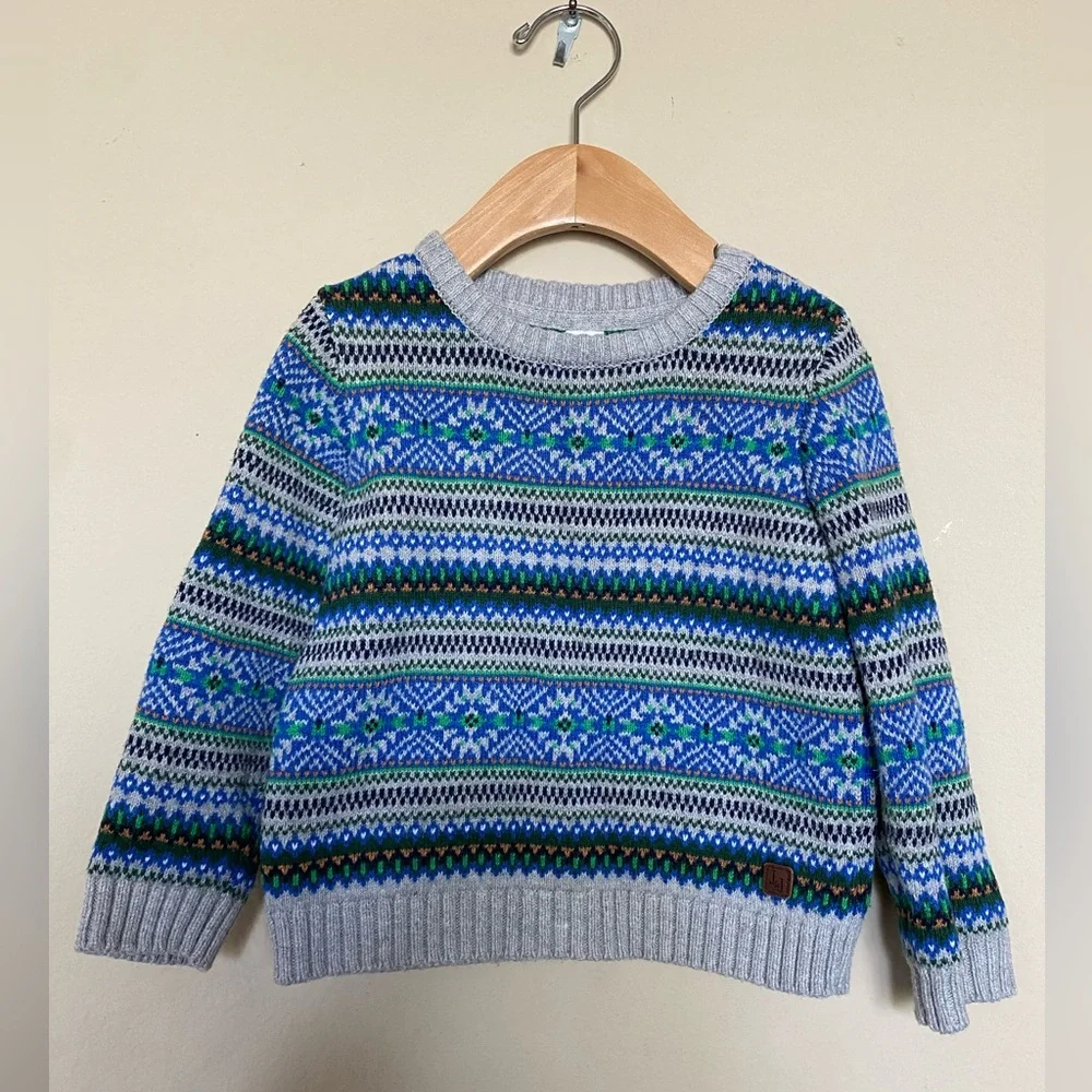Janie and Jack 2T blue/grey pullover Sweater